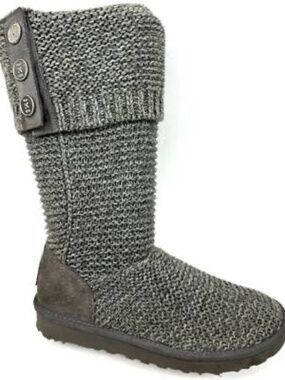UGG Purl Cardy Knit Boots Gray Charcoal US 8 / EU 39 1094949